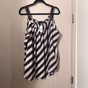 Lane Bryant Brown and White Striped Sleeveless Women's Top